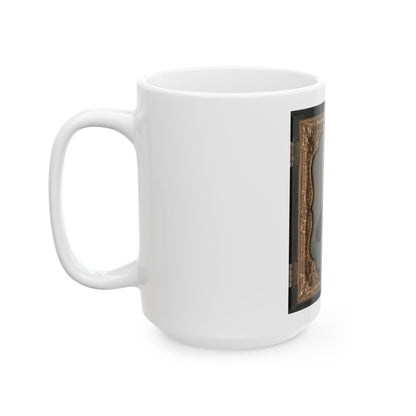 Private William B. Todd Of Company E, 9th Virginia Cavalry Regiment With Colt Army Revolver And Smoking A Cigar (U.S. Civil War) White Coffee Mug