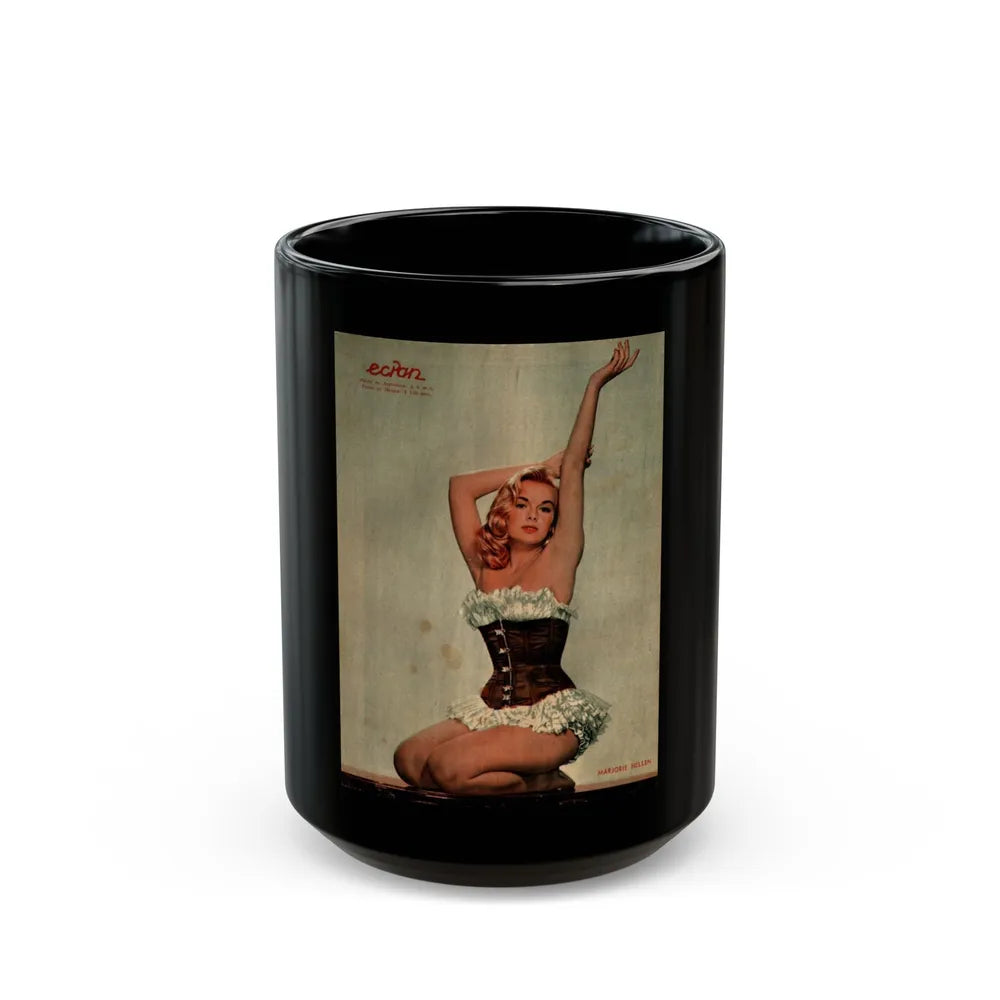 Leslie Parrish #128 (Vintage Female Icon) Black Coffee Mug-15oz-Go Mug Yourself