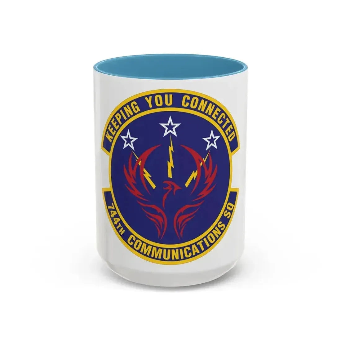744th Communications Squadron (U.S. Air Force) Accent Coffee Mug 15oz Light Blue - Go Mug Yourself