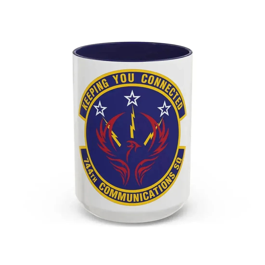 744th Communications Squadron (U.S. Air Force) Accent Coffee Mug 15oz Navy - Go Mug Yourself