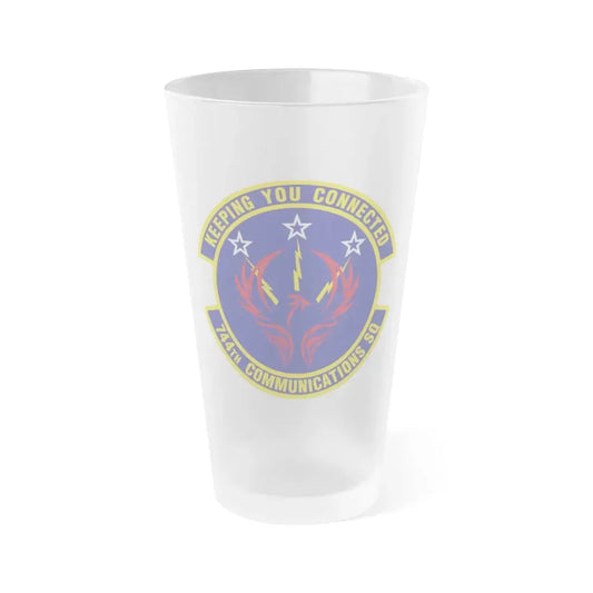 744th Communications Squadron (U.S. Air Force) Frosted Pint Glass 16oz 16oz Frosted - Go Mug Yourself