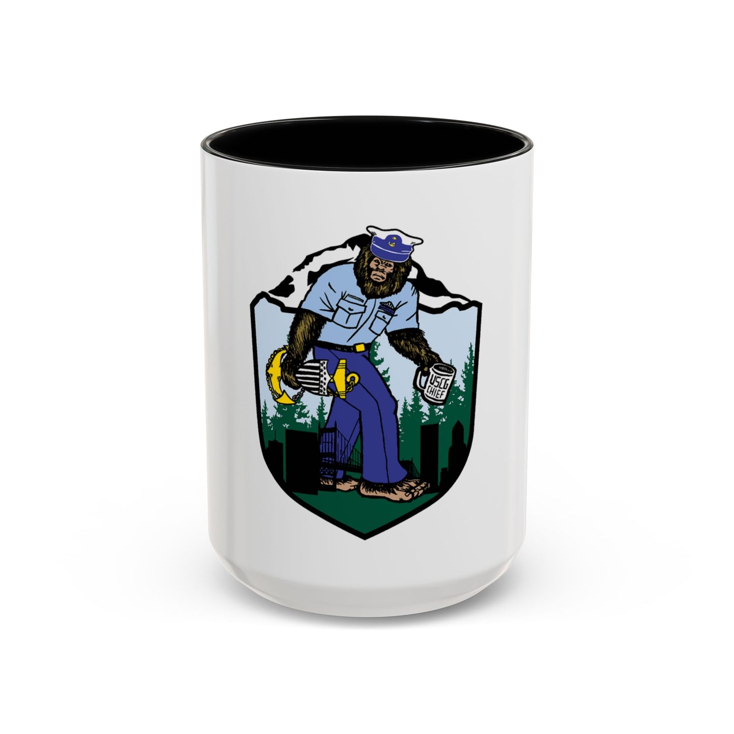 USCG Sailor Squatch (U.S. Coast Guard) Accent Coffee Mug