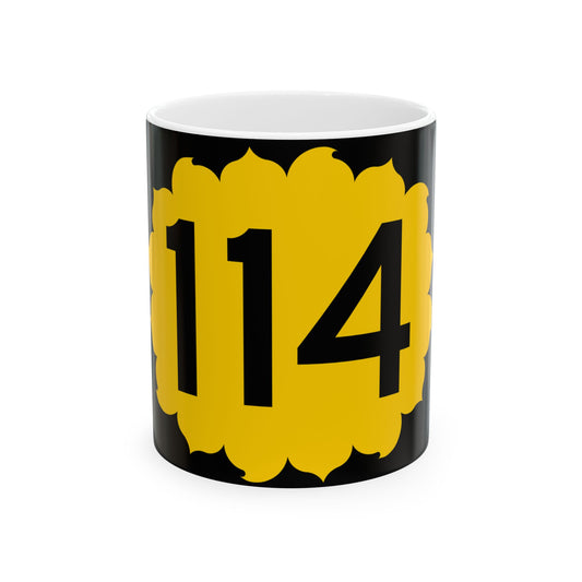 K-114 (Kansas) (Road Sign) White Coffee Mug