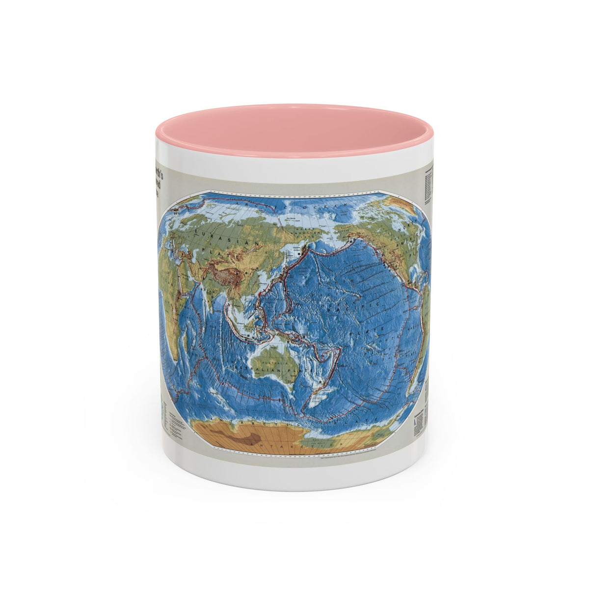 World Map - Tectonic Plates (1999) (Map) Accent Coffee Mug
