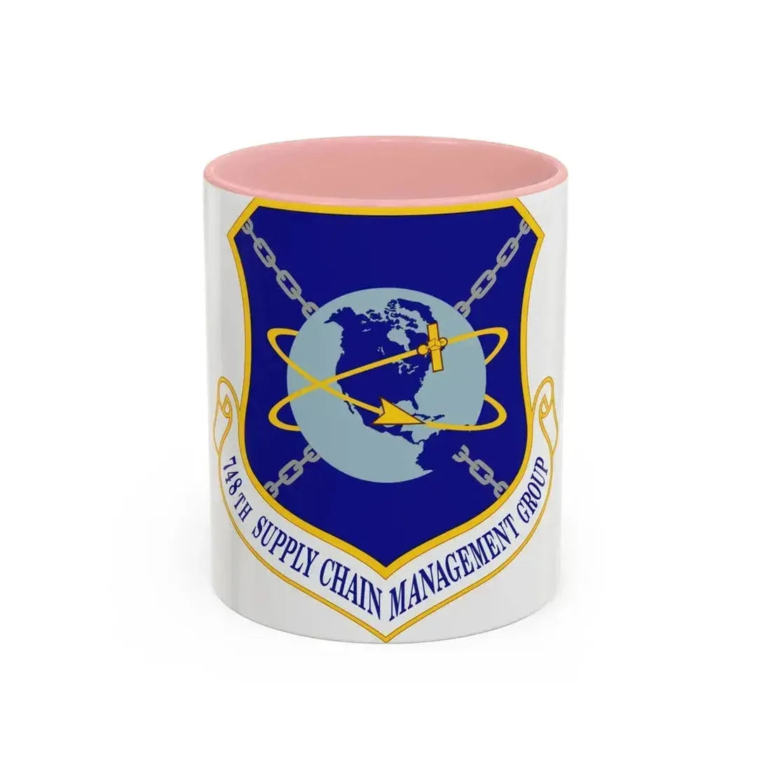 748 Supply Chain Management Group AFMC (U.S. Air Force) Accent Coffee Mug 11oz Pink - Go Mug Yourself