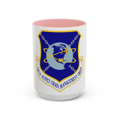 748 Supply Chain Management Group AFMC (U.S. Air Force) Accent Coffee Mug 15oz Pink - Go Mug Yourself
