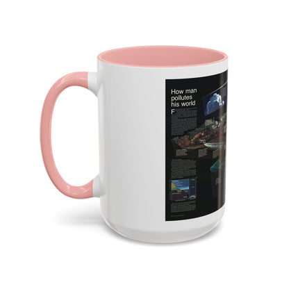 How Man Pollutes His World (1970) (Map) Accent Coffee Mug