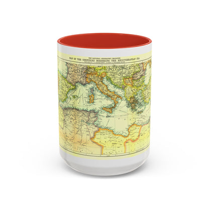 Mediterranean - Countries Bordering the (1912) (Map) Accent Coffee Mug