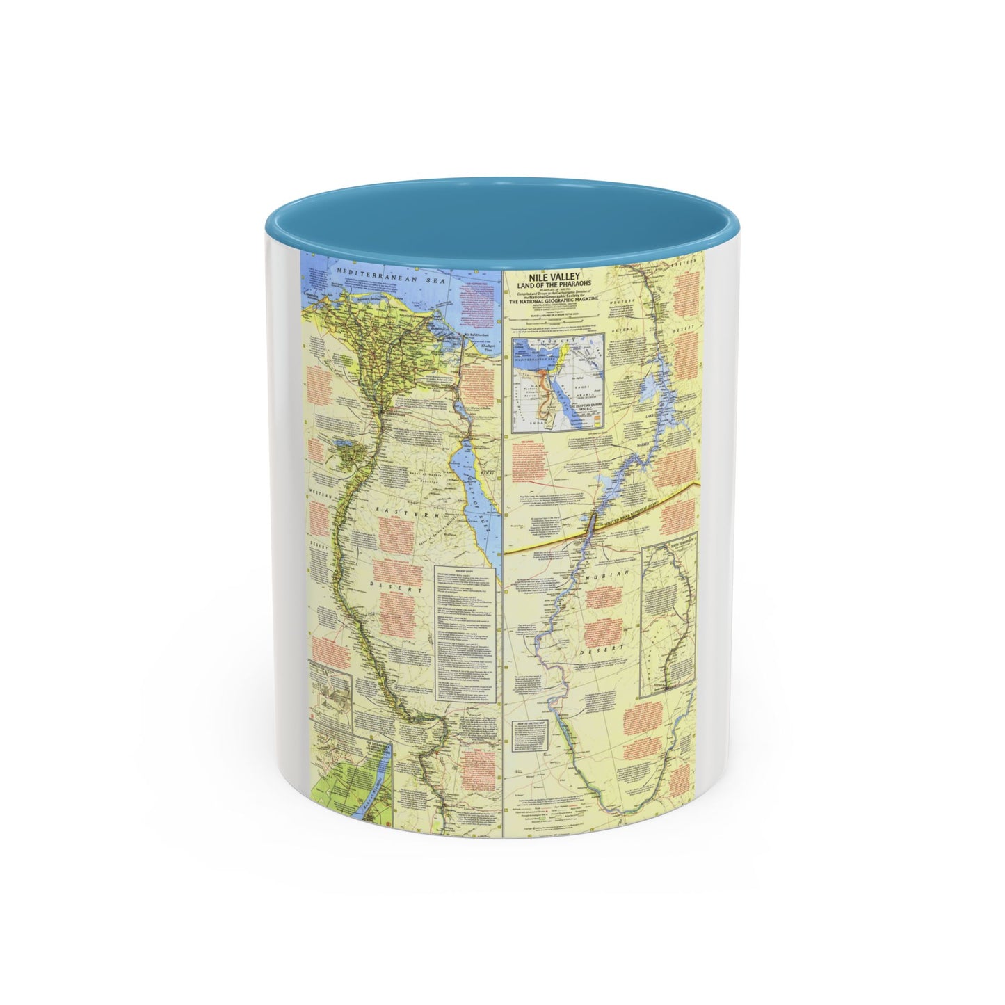 Egypt - Nile Valley, Land of the Pharaohs (1965) (Map) Accent Coffee Mug