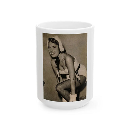 Terry Moore #653 - B&W Magazine Photo Clipping Circa 50's (Vintage Female Icon) White Coffee Mug-15oz-Go Mug Yourself