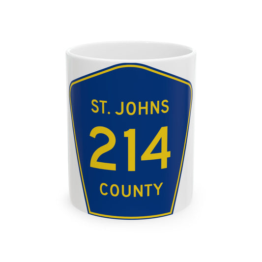 St. Johns County 214 (Florida) (Road Sign) White Coffee Mug