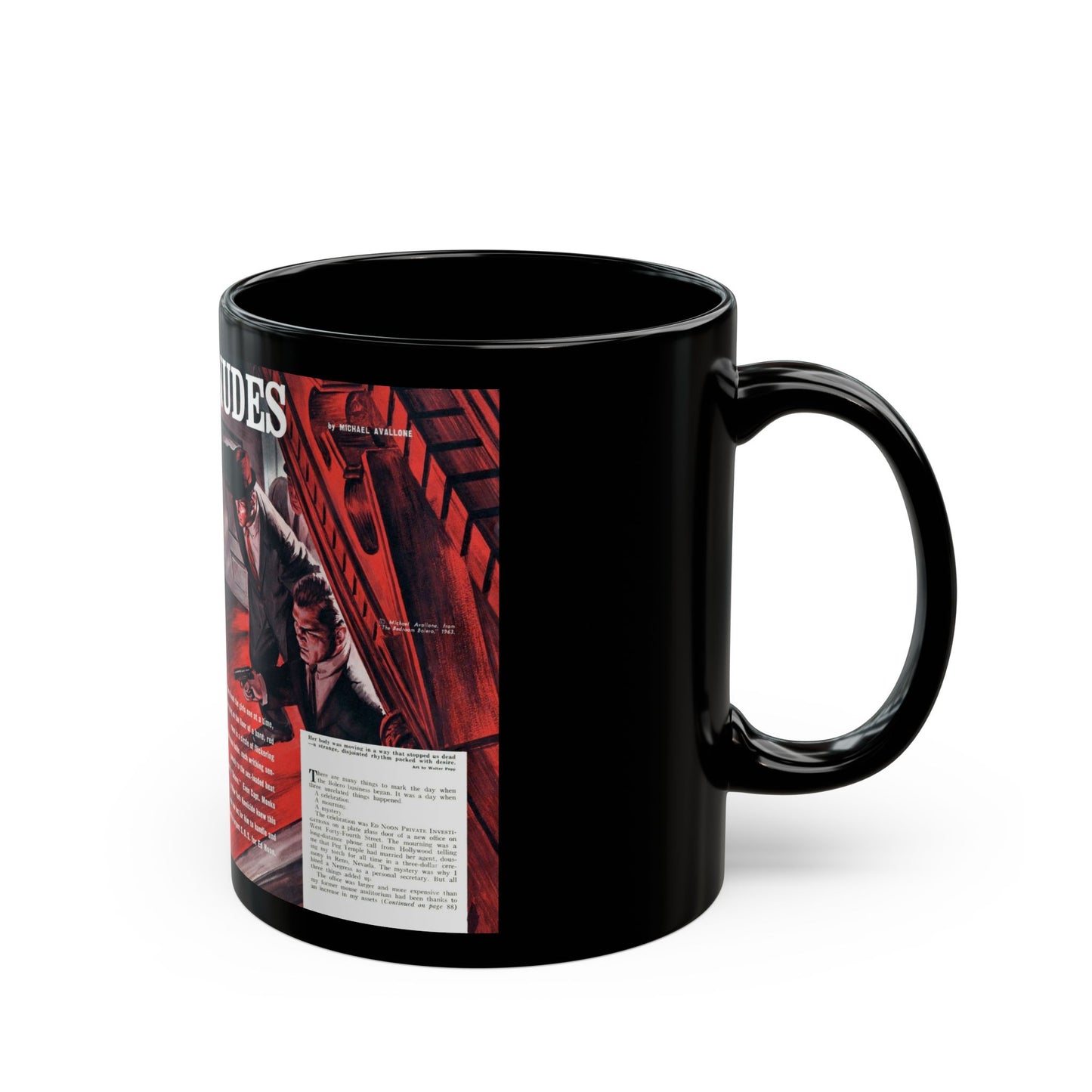 Case of the Amorous Nudes, Stag magazine, December 1963 - Black Coffee Mug-Go Mug Yourself