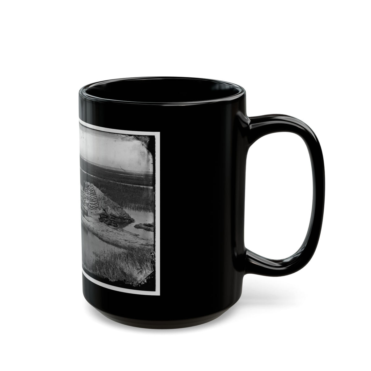Morris Island, South Carolina. Battery Hays. One 8-Inch Parrot Rifle Dismounted. Breaching Battery Against Fort Sumter (U.S. Civil War) Black Coffee Mug