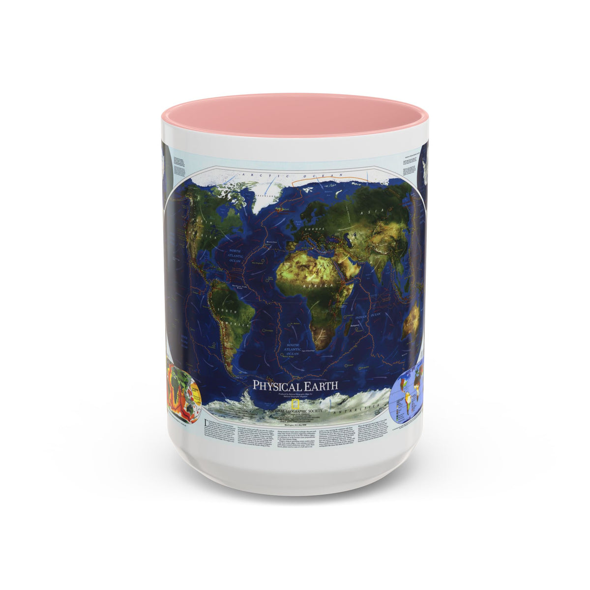 World Map - Physical Earth 1 (1998) (Map) Accent Coffee Mug