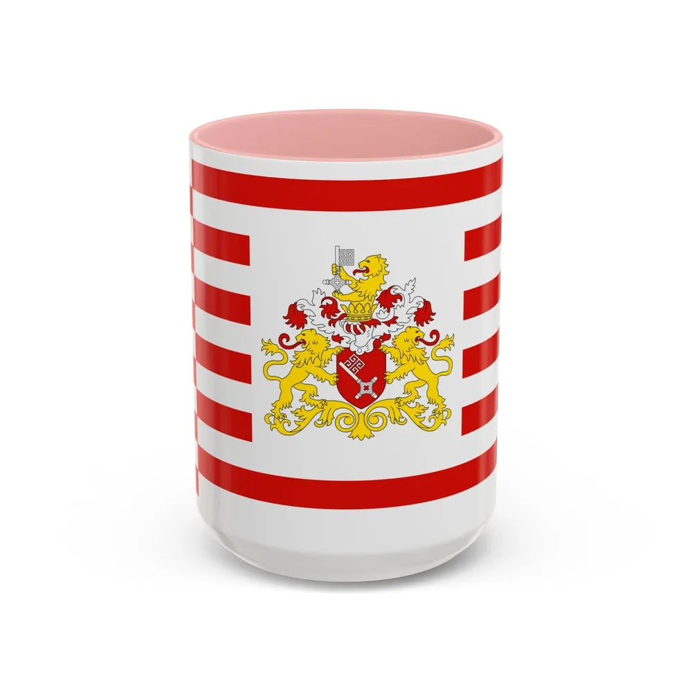 Flag of Bremen with flag arms Germany - Accent Coffee Mug-15oz-Pink-Go Mug Yourself