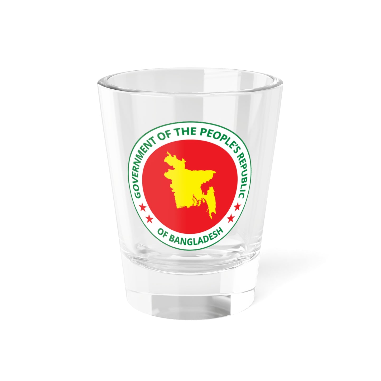 Government seal of Bangladesh Logo English fictional (Bangladesh) (Coat of Arms) Shot Glass 1.5oz