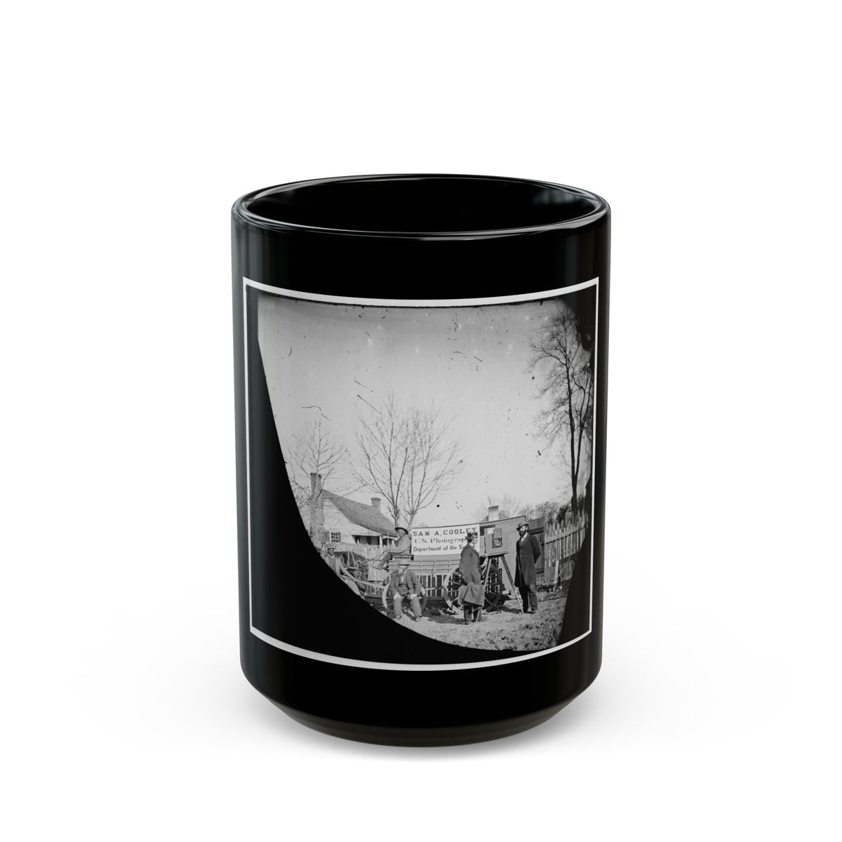 Unknown Location. Wagons And Camera Of Sam A. Cooley, U.S. Photographer, Department Of The South (U.S. Civil War) Black Coffee Mug