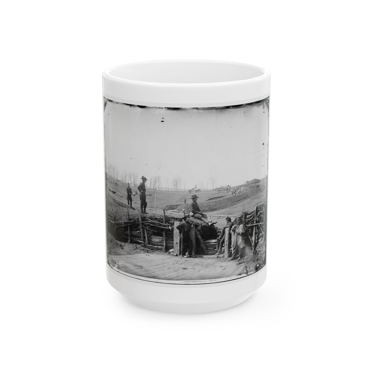 Manassas, Va. Confederate Fortifications, With Federal Soldiers (U.S. Civil War) White Coffee Mug