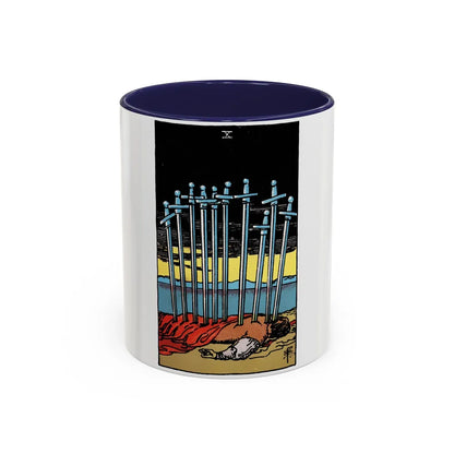 The 10 of Swords (Tarot Card) Accent Coffee Mug-11oz-Navy-Go Mug Yourself