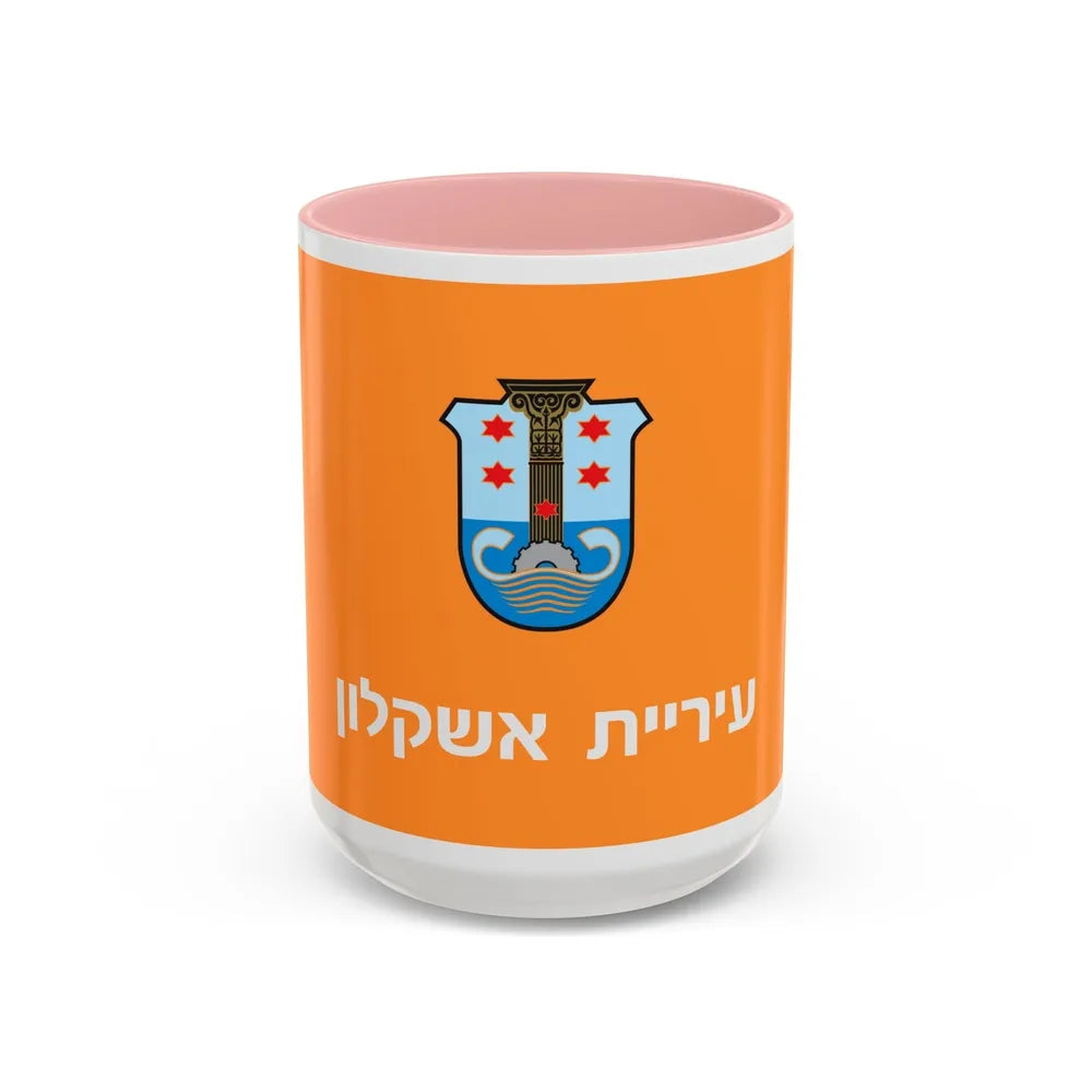 Flag of Ashkelon Israel - Accent Coffee Mug-15oz-Pink-Go Mug Yourself