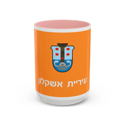 Flag of Ashkelon Israel - Accent Coffee Mug-15oz-Pink-Go Mug Yourself