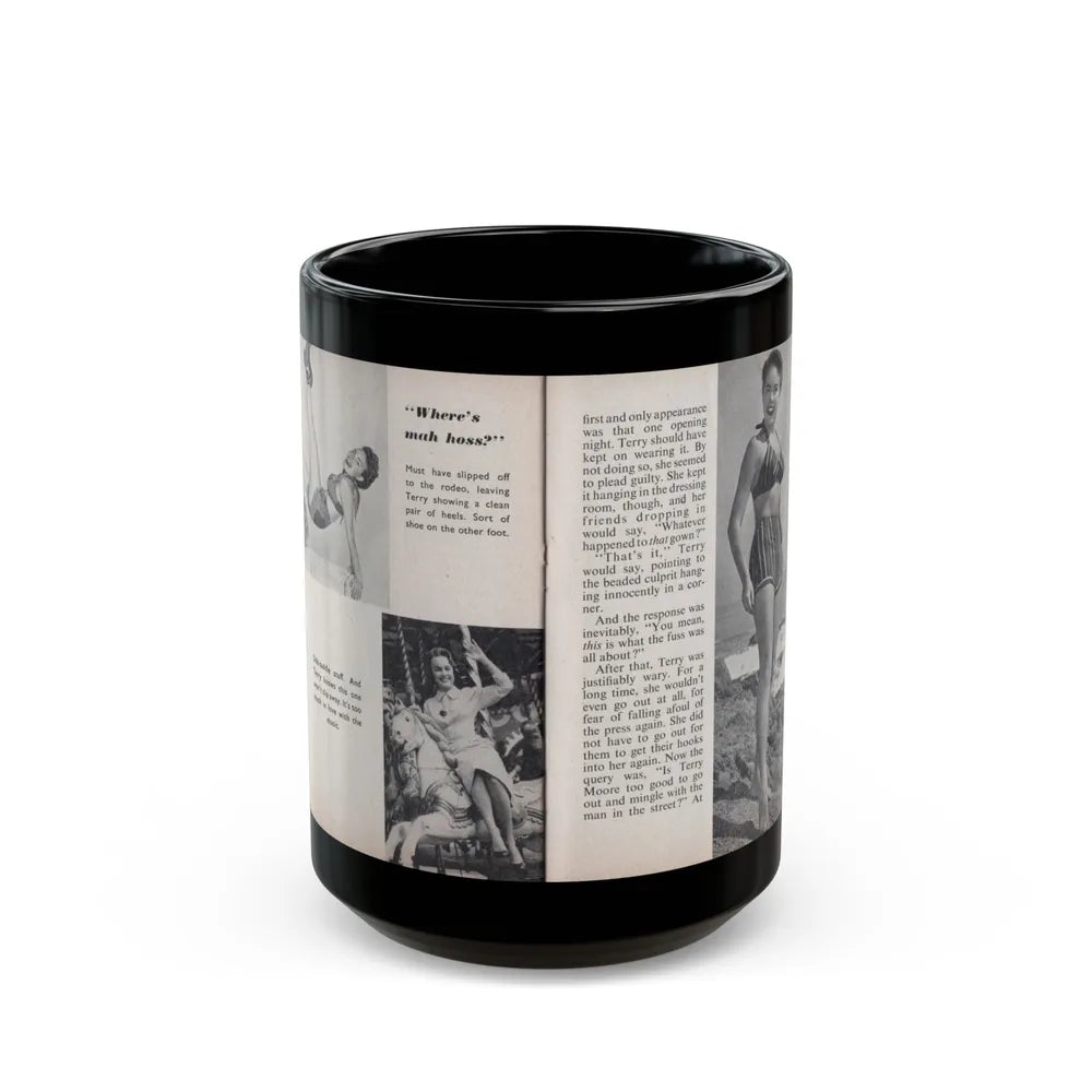 Terry Moore #457 - 66 PHOTOGRAPHS OF Terry MOORE U.K. Pocket Mag. Pages 44 & 45 (Vintage Female Icon) Black Coffee Mug-15oz-Go Mug Yourself