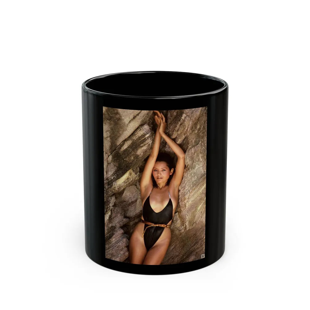 Barbara Carrera #89 (Vintage Female Icon) Black Coffee Mug-11oz-Go Mug Yourself