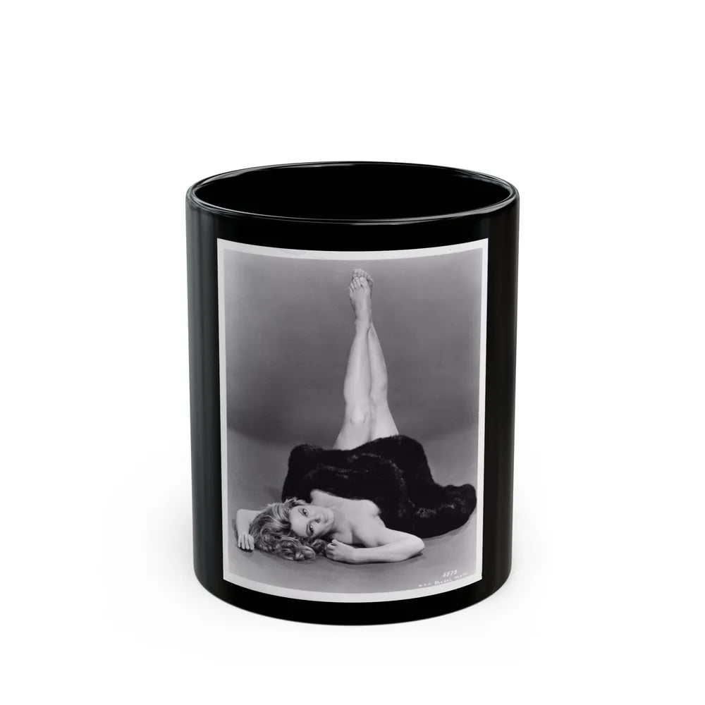 Sheree North #07 - 8x10 Full Body B&W Nude in Fur Cheesecake Photo cira 1960's1 (Vintage Female Icon) Black Coffee Mug-11oz-Go Mug Yourself