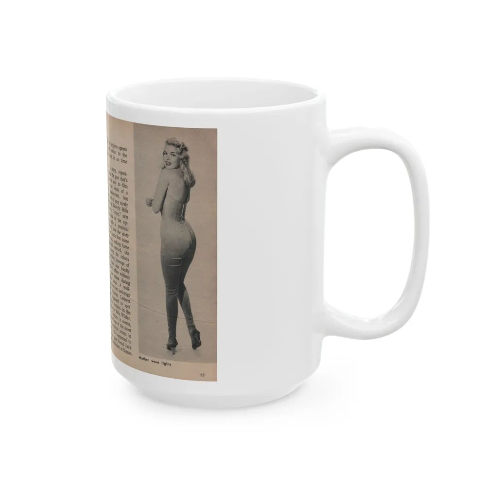 Jayne Mansfield #286 - JAYNE Pocket Magazine Pages 16 & 17 (Vintage Female Icon) White Coffee Mug-Go Mug Yourself