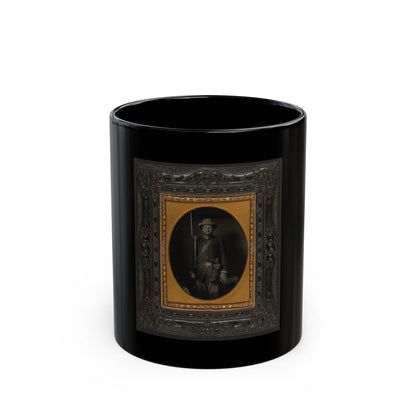 Unidentified Soldier In Union Sack Coat With Holstered Revolver And Bayoneted Musket (U.S. Civil War) Black Coffee Mug