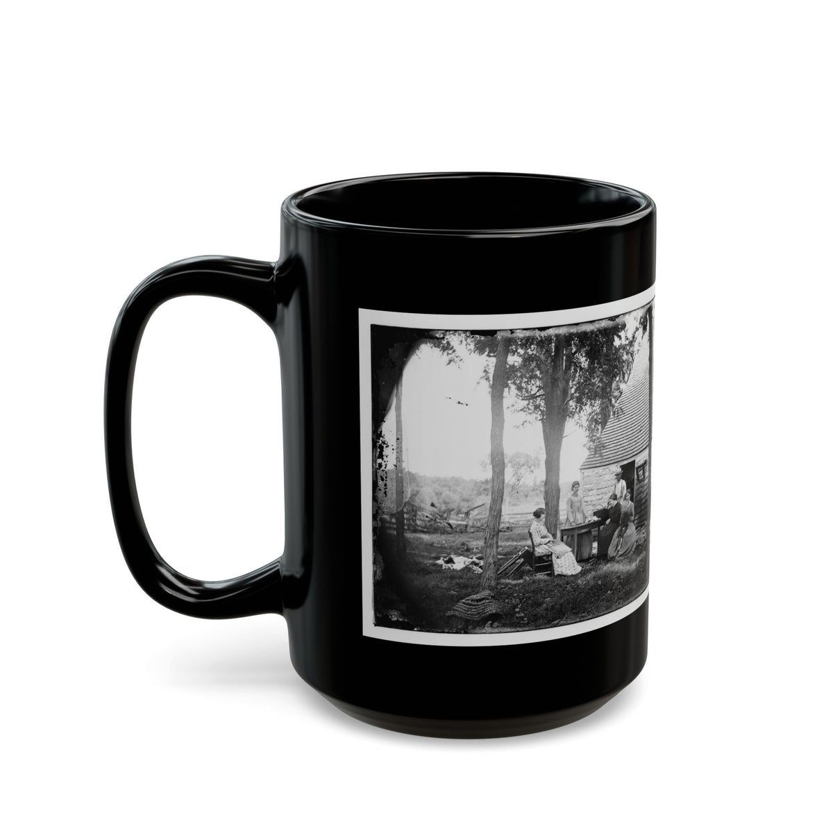Cedar Mountain, Va. Family Group Before The House In Which Gen. Charles S. Winder (C.S.A.) Died (U.S. Civil War) Black Coffee Mug