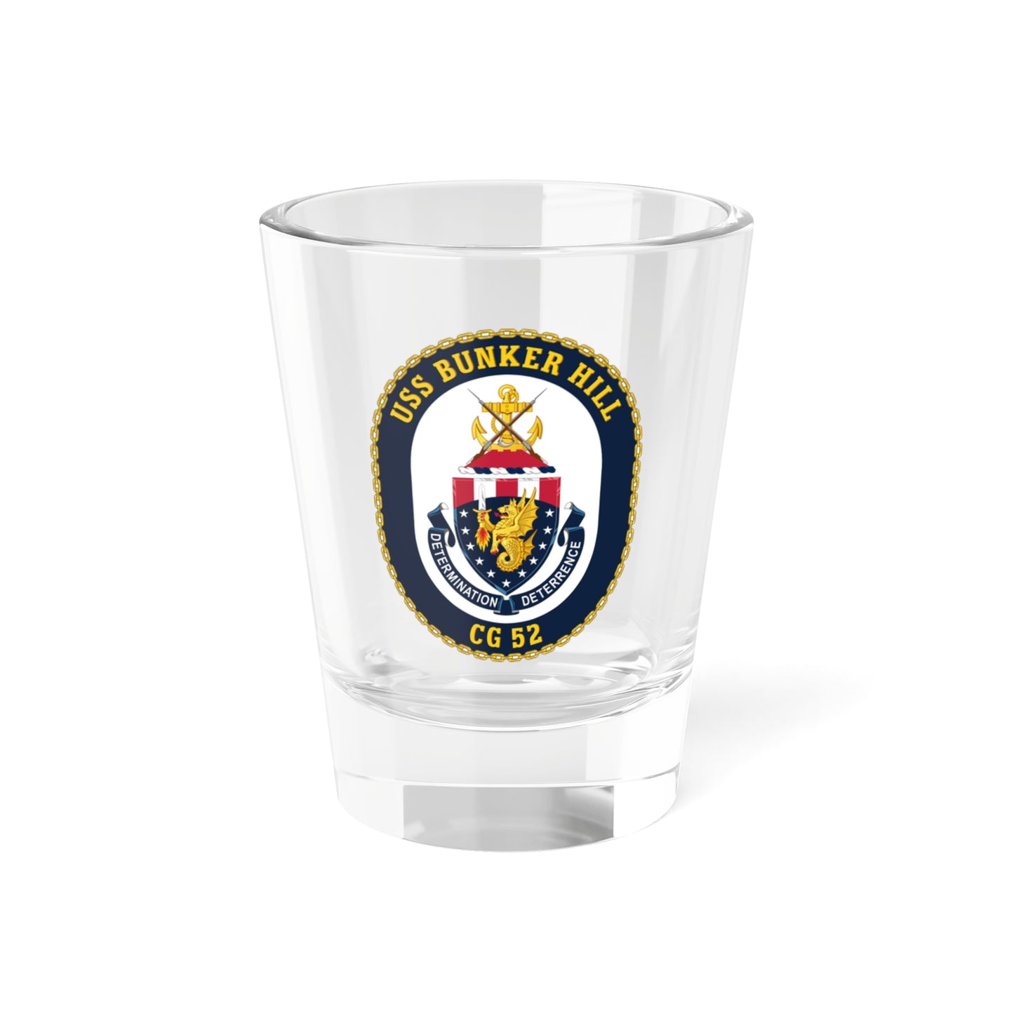 USS Bunker Hill CG 52 Crest (U.S. Navy) Shot Glass 1.5oz