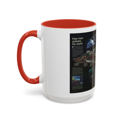 How Man Pollutes His World (1970) (Map) Accent Coffee Mug