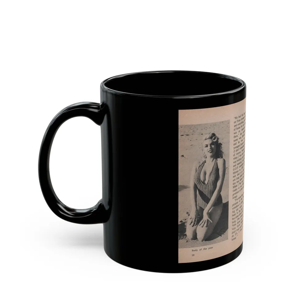 Jayne Mansfield #295 - JAYNE Pocket Magazine Pages 34 & 35 (Vintage Female Icon) Black Coffee Mug-Go Mug Yourself