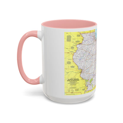 USA - Illinois, Indiana, Ohio, Kentucky 1 (1977) (Map) Accent Coffee Mug