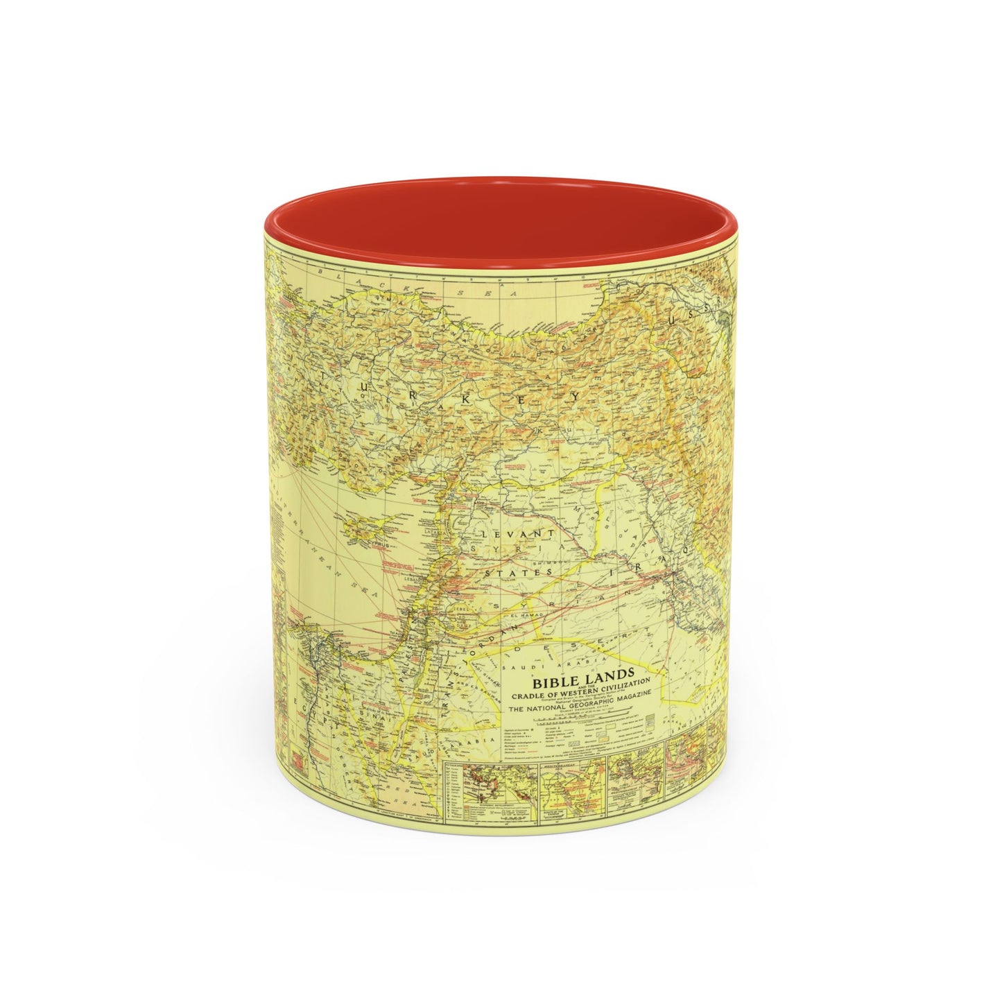 Middle East - Bible Lands and the Cradle of Western Civilization (1938) (Map) Accent Coffee Mug