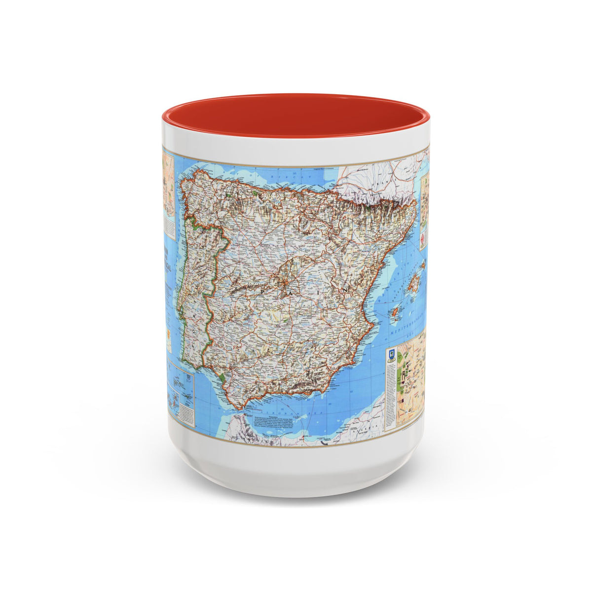 Spain and Portugal (1998) (Map) Accent Coffee Mug