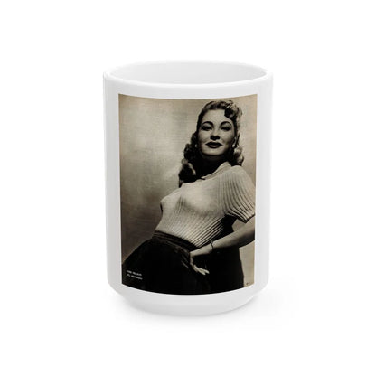 Lori Nelson #207 - B&W Glamour Dress Upper Body & Waist Photo (Vintage Female Icon) White Coffee Mug-15oz-Go Mug Yourself