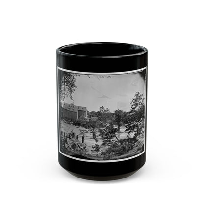 Petersburg, Va., Vicinity. Johnson's Mill On The Appomattox Near Campbell's Bridge; Soldiers Standing On Rocks In The Stream (U.S. Civil War) Black Coffee Mug