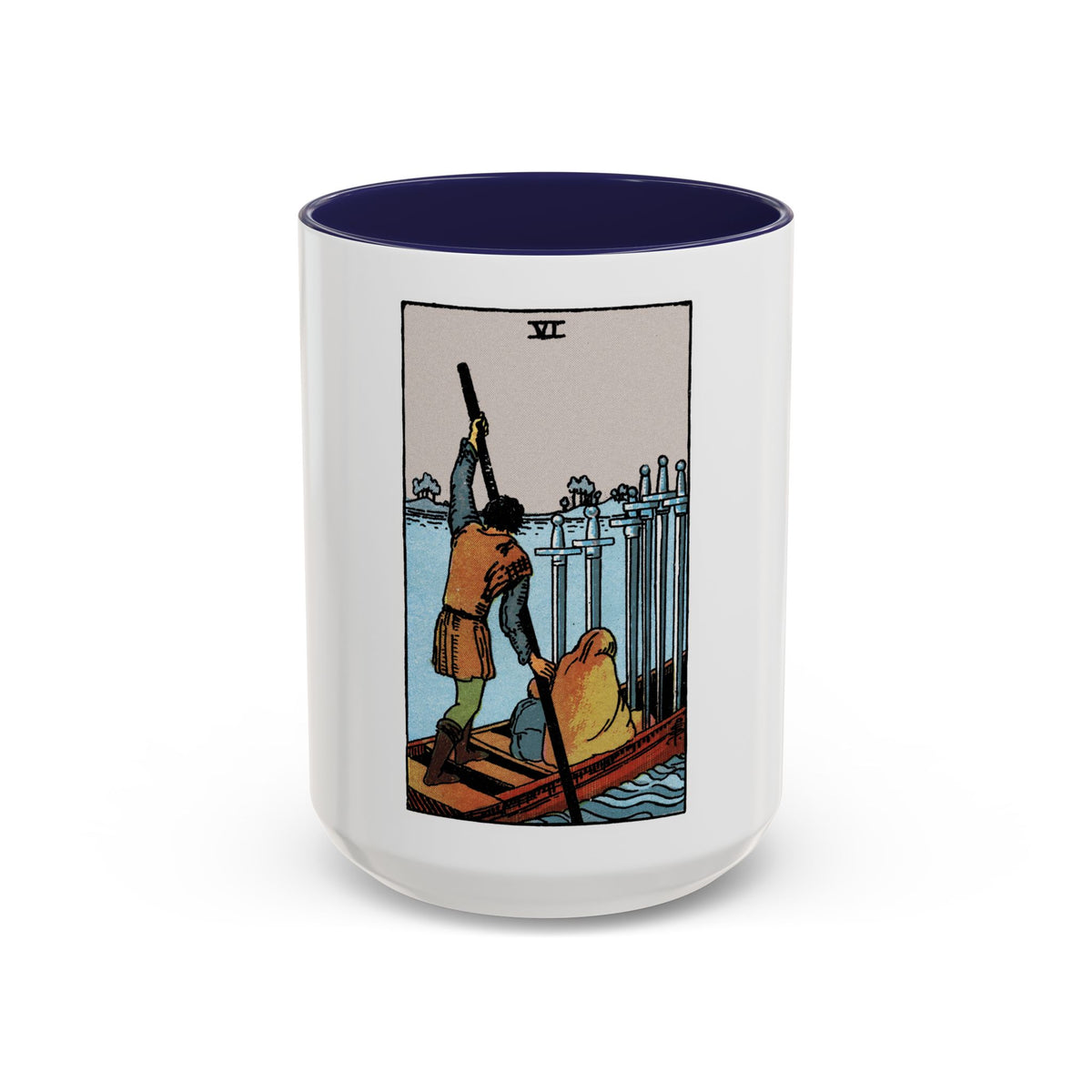 The 6 of Swords (Tarot Card) Accent Coffee Mug
