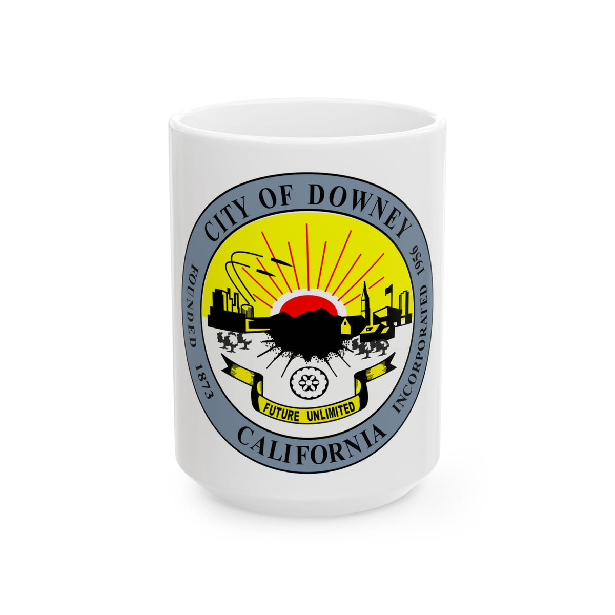 Seal of Downey California - White Coffee Mug