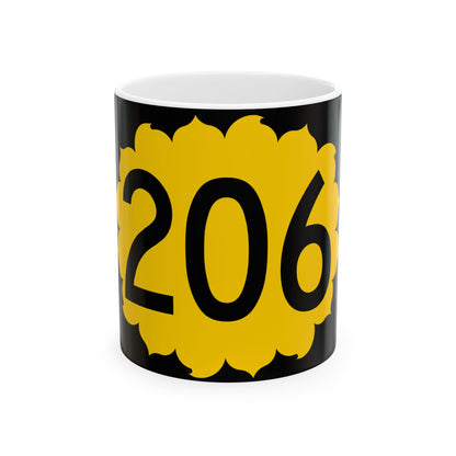 K-206 (Kansas) (Road Sign) White Coffee Mug