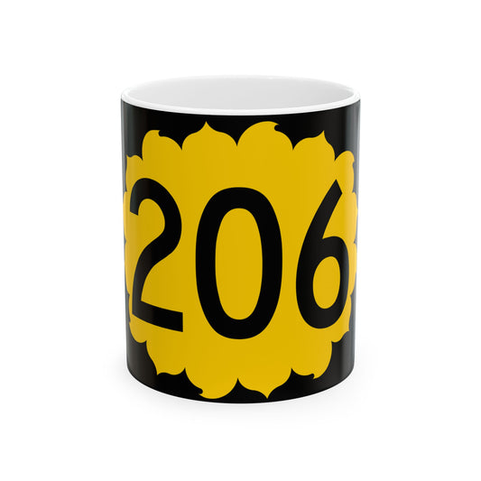 K-206 (Kansas) (Road Sign) White Coffee Mug