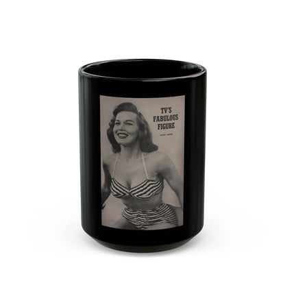 Penny Duncan #53 - Intro to Penny on Page 83 from BRIEF Digest Mag. March '55 - Reverse side of back cover 1 B&W Photo (Vintage Female Icon) Black Coffee Mug-15oz-Go Mug Yourself