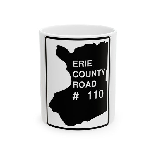 Erie County 110 NY (New York) (Road Sign) White Coffee Mug