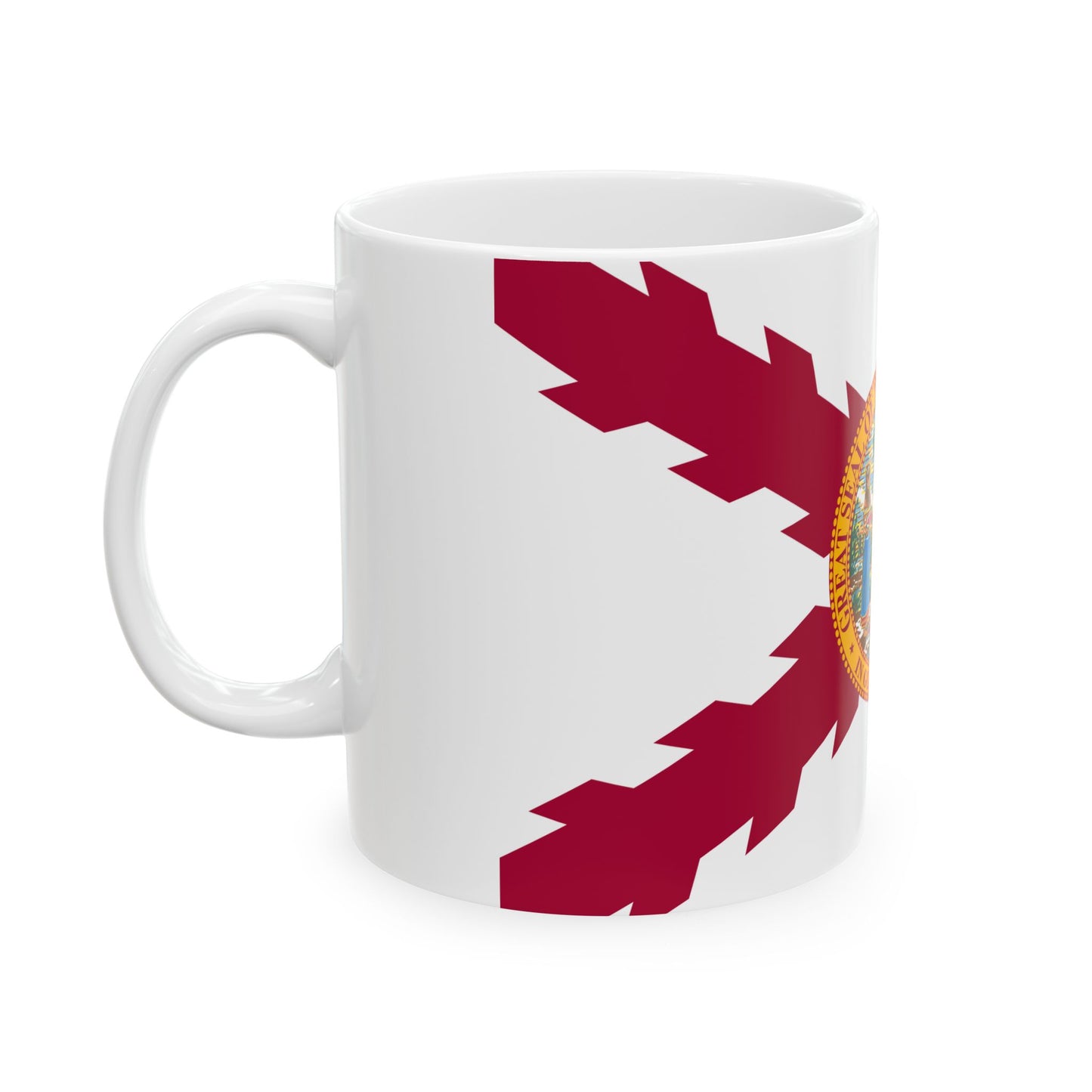 Flag of Cross of Burgundy with the Seal of Florida alternative version (United States) White Coffee Mug