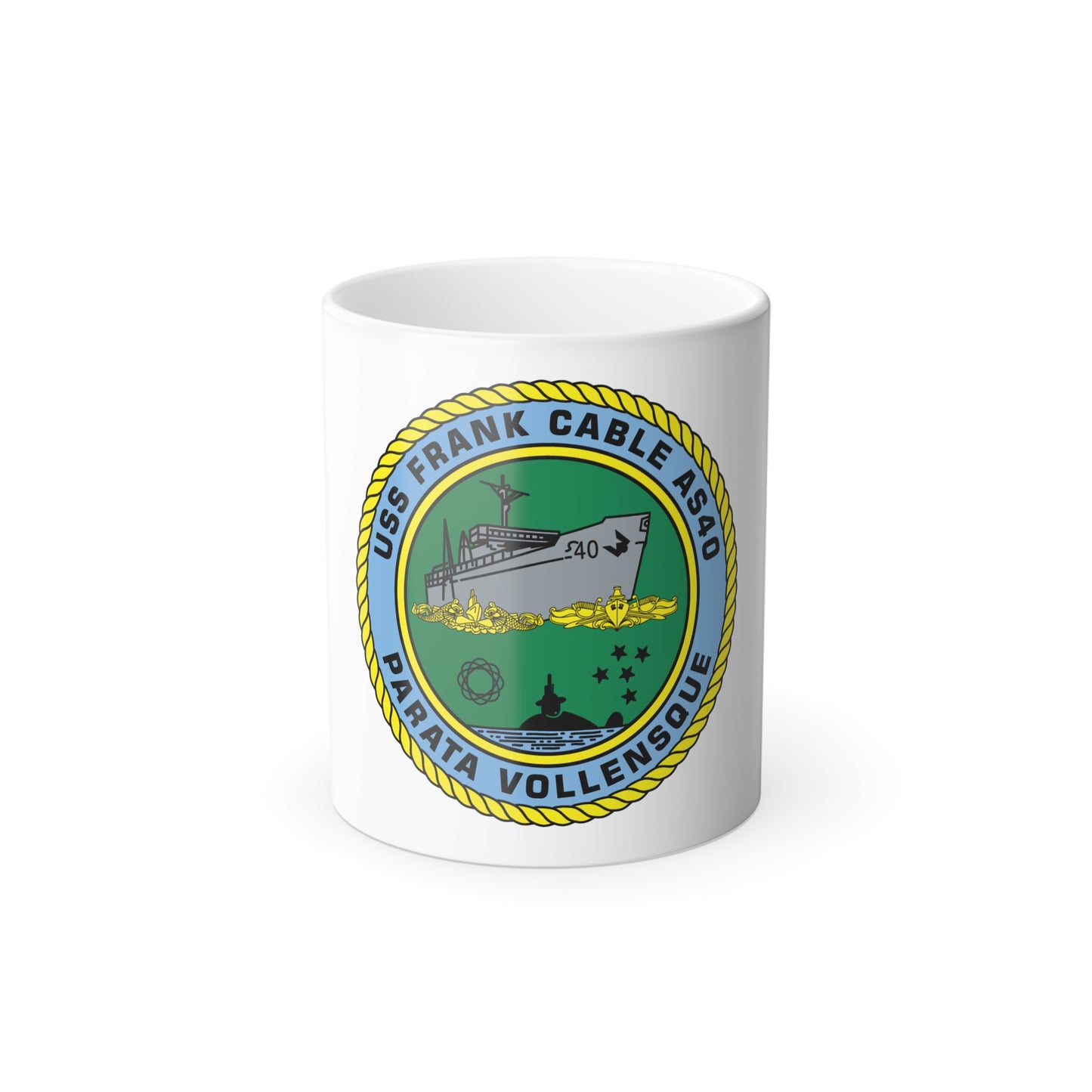 USS Frank Cable AS40 Parata Vollensque (U.S. Navy) Color Changing Mug 11oz