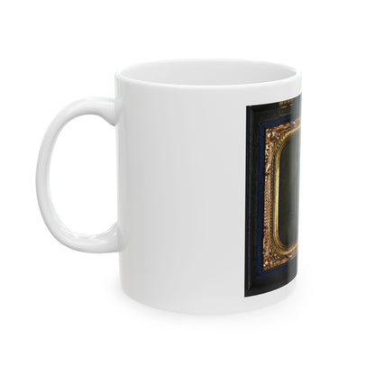 Unidentified Soldier In Union First Sergeant's Uniform And Unidentified Woman In Dress (U.S. Civil War) White Coffee Mug