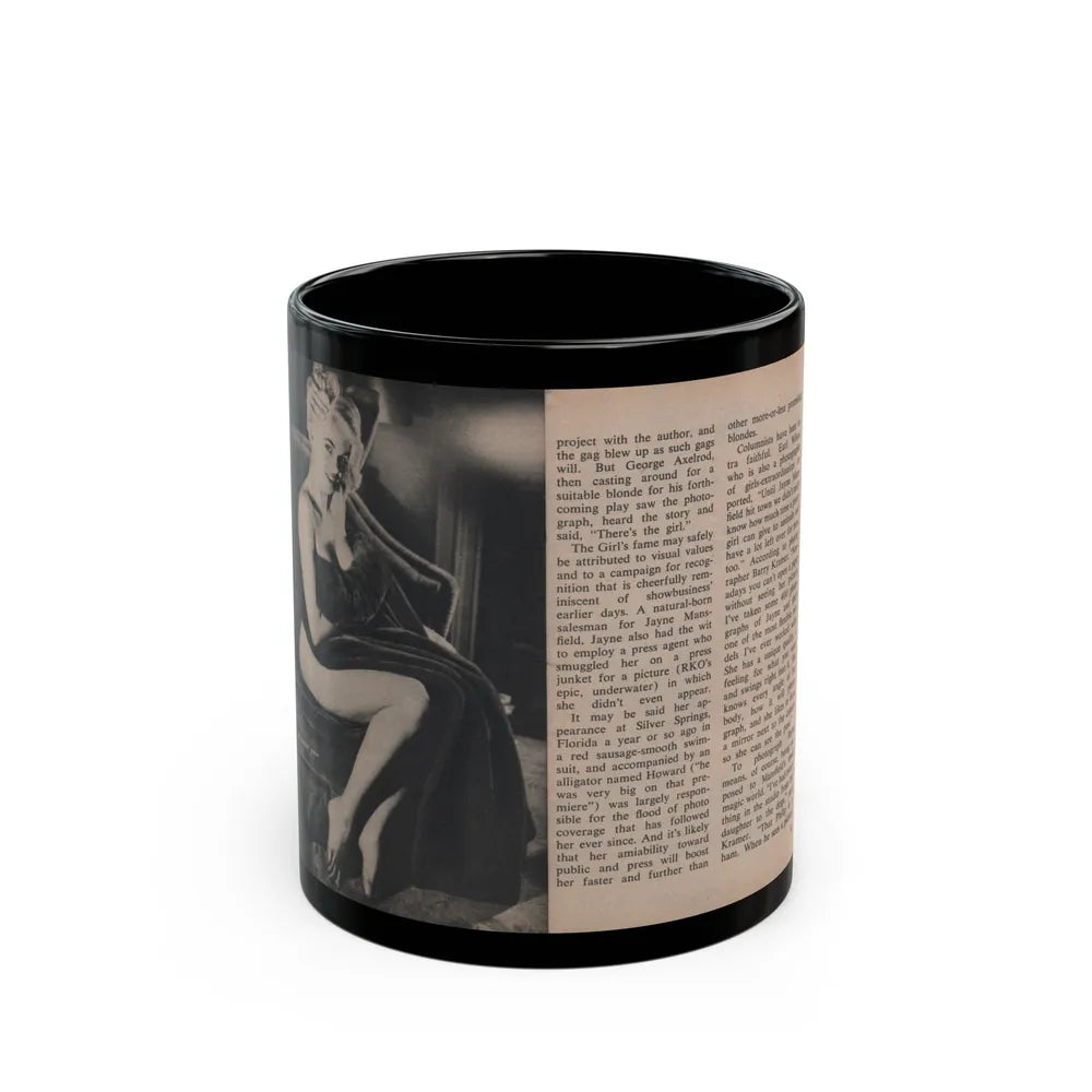 Jayne Mansfield #289 - JAYNE Pocket Magazine Pages 22 & 23 (Vintage Female Icon) Black Coffee Mug-11oz-Go Mug Yourself