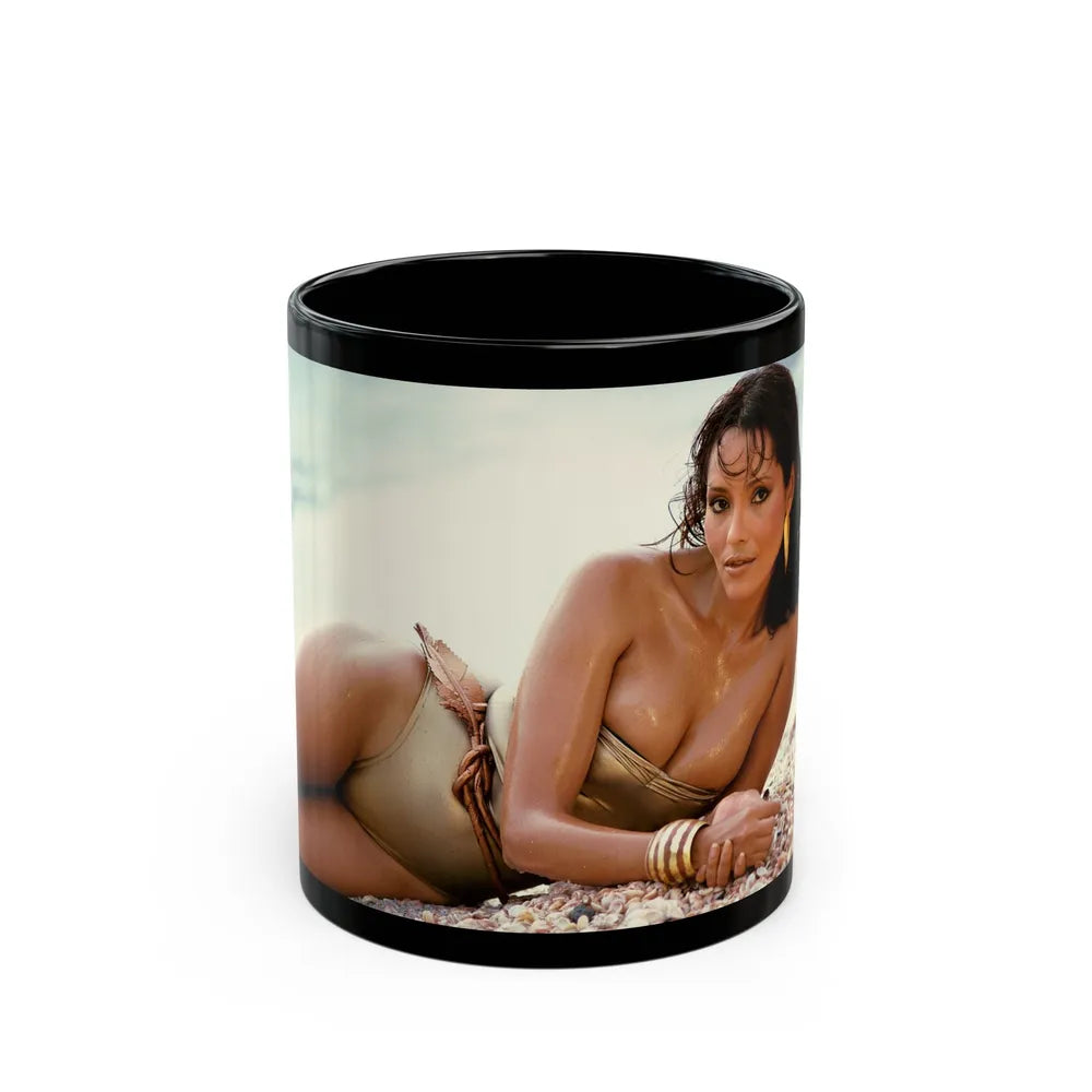 Barbara Carrera #63_1 (Vintage Female Icon) Black Coffee Mug-11oz-Go Mug Yourself